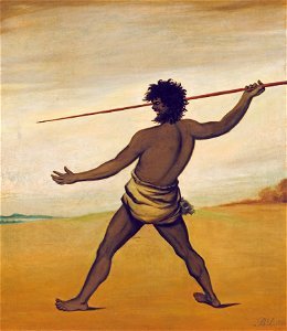 Benjamin Duterrau - Timmy, a Tasmanian Aboriginal, throwing a spear - Google Art Project. Free illustration for personal and commercial use.