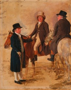 Benjamin Marshall - John Hilton, Judge of the Course at Newmarket; John Fuller, Clerk of the Course; and John Stevens, a... - Google Art Project