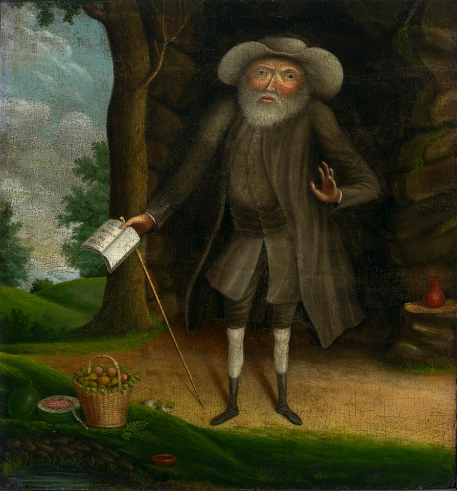 Benjamin Lay by William Williams, Sr., c. 1750-1758, oil on mahogany panel, from the National Portrait Gallery - NPG-NPG 79 171Lay d1