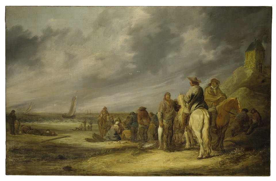 Benjamin gerritsz cuyp fisherfolk and horsemen on a beach020452)