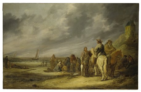 Benjamin gerritsz cuyp fisherfolk and horsemen on a beach020452)