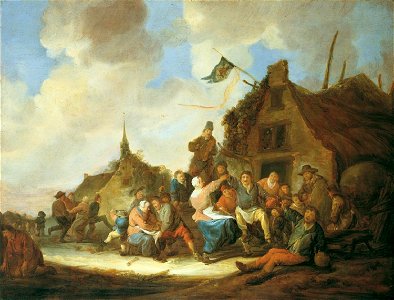 Benjamin Gerritsz Cuyp - Peasants dancing and drinking outside an inn