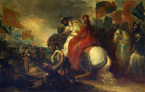 Benjamin West (1738-1820) - Queen Philippa at the Battle of Neville's Cross - RCIN 404926 - Royal Collection. Free illustration for personal and commercial use.