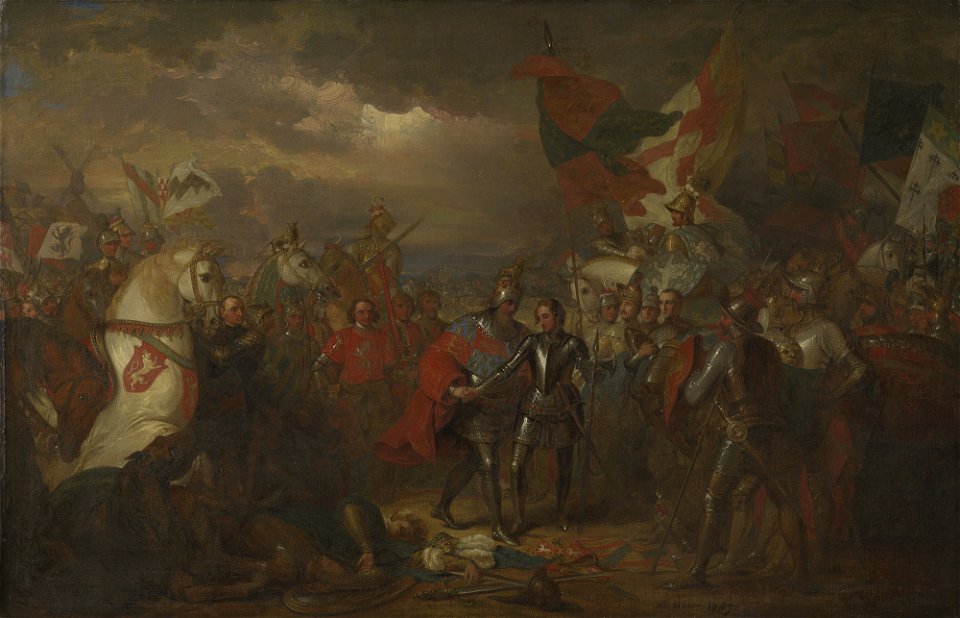 Benjamin West (1738-1820) - Edward III (1312-1377) with the Black Prince (1330-1376) after the Battle of Crécy (1346) - RCIN 402430 - Royal Collection