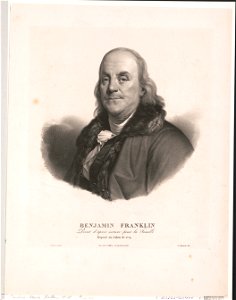 Benjamin Franklin - peint d'après nature pour la famille - exposé au Salon de 1779 - Duplessis pinxit ; A. Maurin, lith. LCCN2003675437