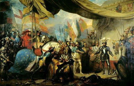 Benjamin West (1738-1820) - Edward, The Black Prince, receiving King John of France after the Battle of Poitiers - RCIN 407522 - Royal Collection
