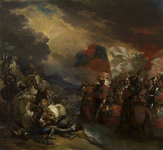 Benjamin West (1738-1820) - Edward III Crossing The Somme - RCIN 404566 - Royal Collection. Free illustration for personal and commercial use.