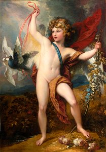 Benjamin West - Cupid Releasing Two Doves, 1798. Free illustration for personal and commercial use.