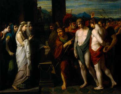 Benjamin West - Pylades and Orestes Brought as Victims before Iphigenia - Google Art Project. Free illustration for personal and commercial use.