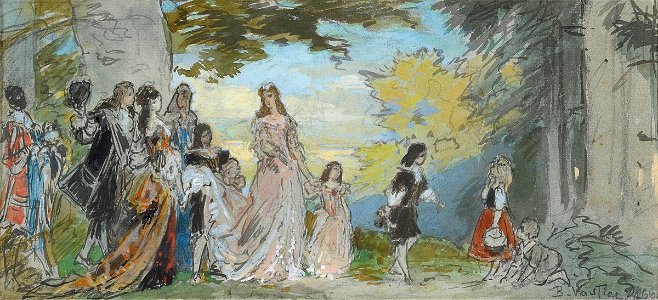 Benjamin Vautier Lebendes Bild Düsseldorfer Malkasten 1866.