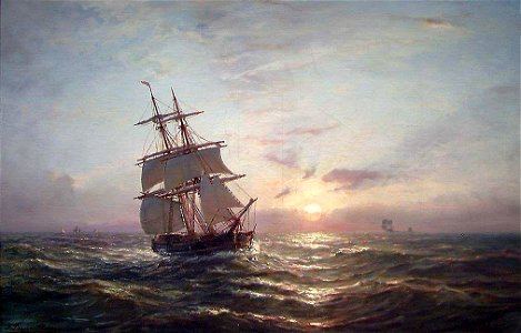 Johan Jacob Bennetter - Ship in Sunset - NG.M.00654 - National Museum of Art, Architecture and Design
