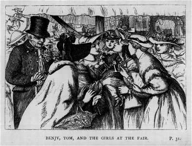 Benjy, Tom, and the girls at the fair - Tom Brown's School Days (1869)