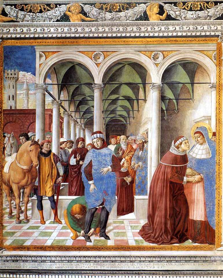 Benozzo Gozzoli - Arrival of St Augustine in Milan (scene 8, north wall) - WGA10300
