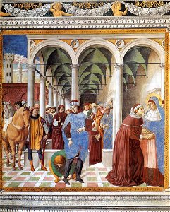 Benozzo Gozzoli - Arrival of St Augustine in Milan (scene 8, north wall) - WGA10300