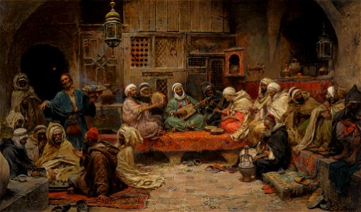 Inside a Coffee House, Tunis by José Benlliure y Gil