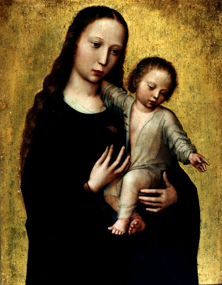Benson, Ambrosius - The Virgin Mary with the Child Jesus in a Shirt - Google Art Project