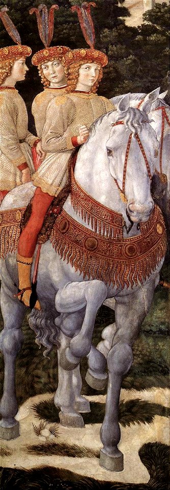 Benozzo Gozzoli, Cappella dei Magi, le tre sorelle di Lorenzo