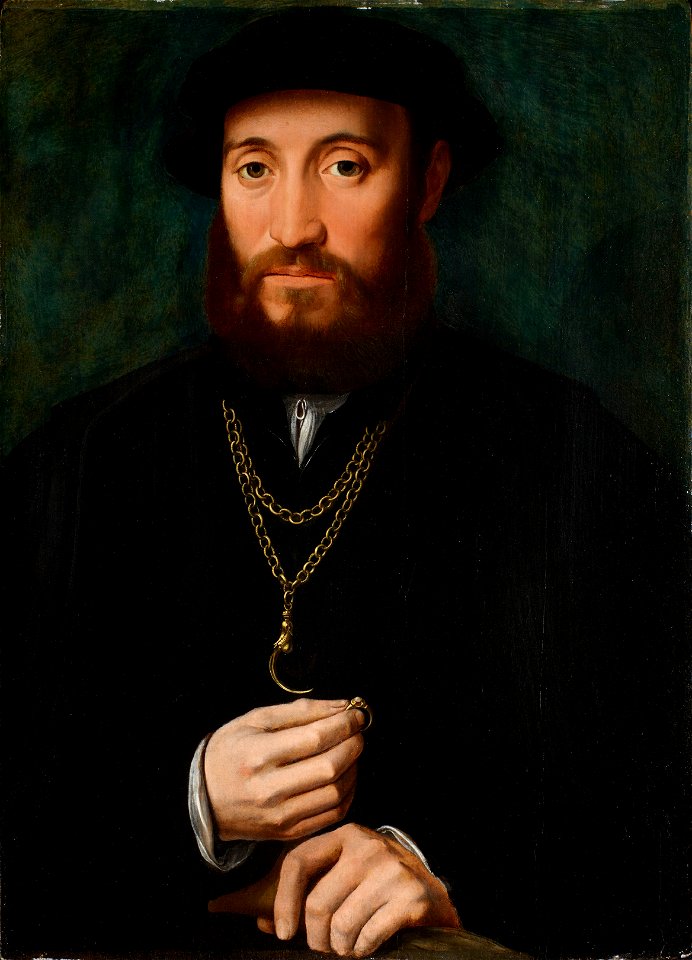 Ambrosius Benson - portrait d un homme tenant un anneau