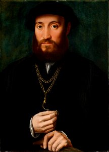 Ambrosius Benson - portrait d un homme tenant un anneau