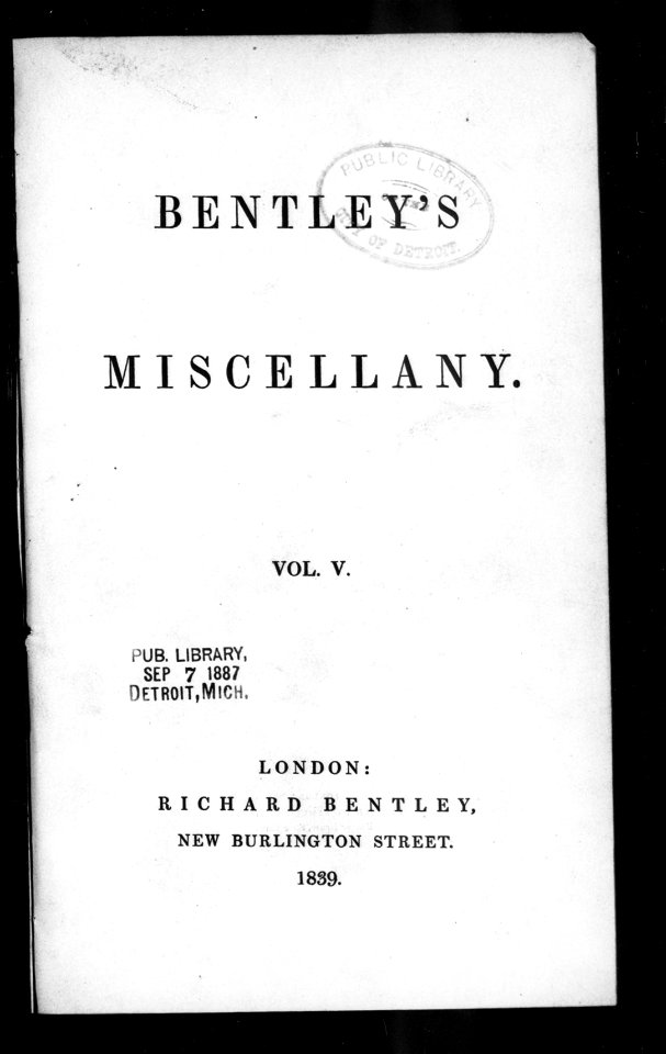 Bentley's Miscellany, Vol. 5-contents 0000