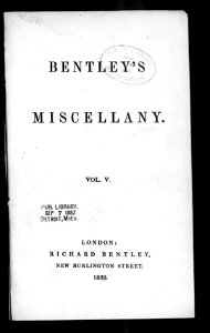 Bentley's Miscellany, Vol. 5-contents 0000