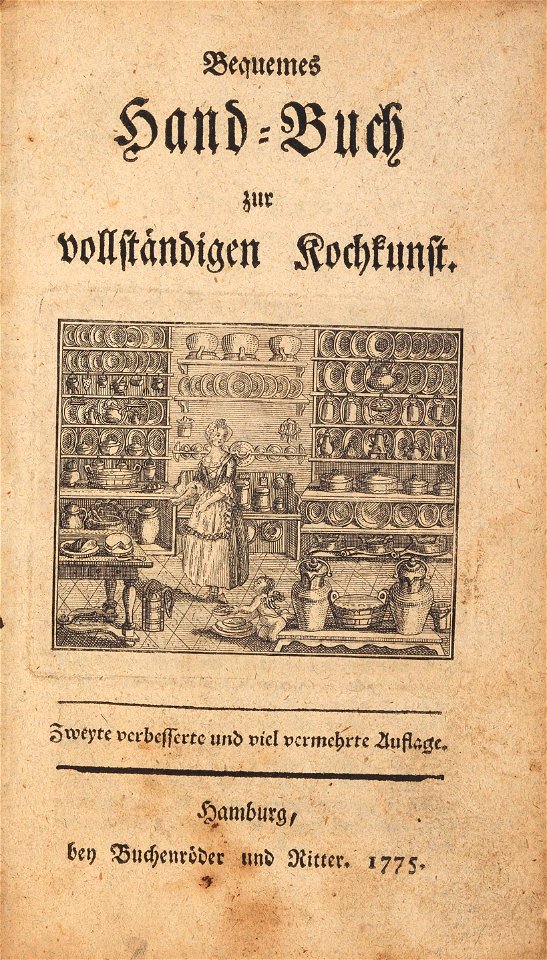 Bequemes Hand-Buch zur vollständigen Kochkunst Hamburg 1775 Titelblatt