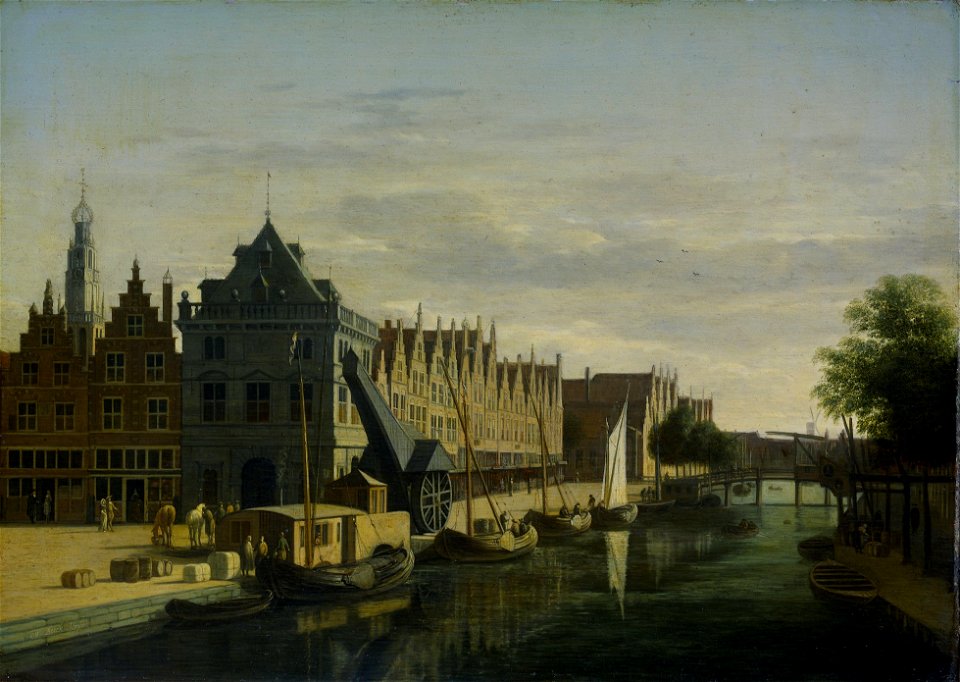 De Waag en de kraan aan het Spaarne te Haarlem Rijksmuseum SK-A-35