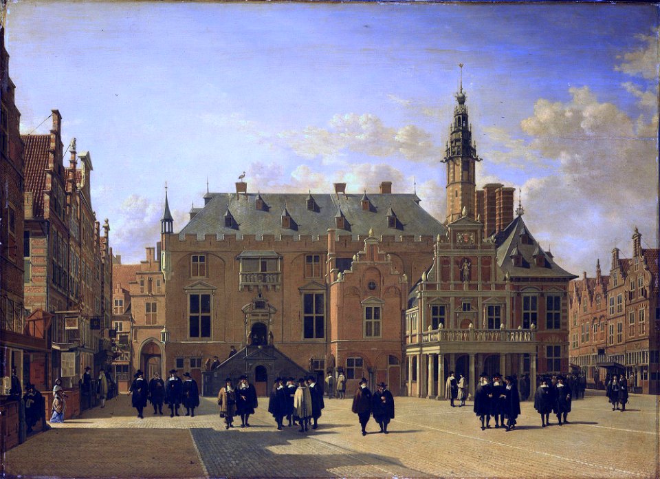 Market Place at Haarlem, Looking towards the Town Hall by Berckheyde