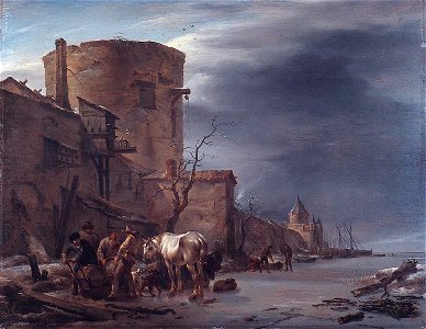Nicolaes Pietersz. Berchem - The City Wall of Haarlem in the Winter