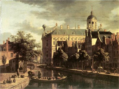 Gerrit Adriaensz. Berckheyde - Amsterdam, the Nieuwezijds near the Bloemmarkt - WGA01929