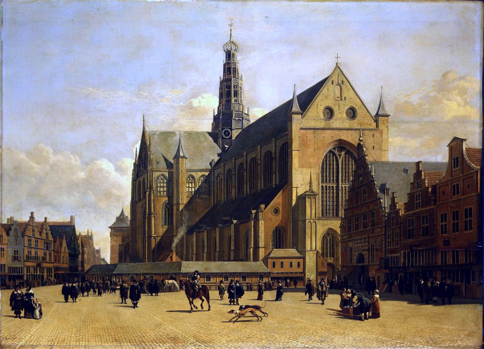 Market Place at Haarlem, Looking towards Grote Kerk by Berckheyde