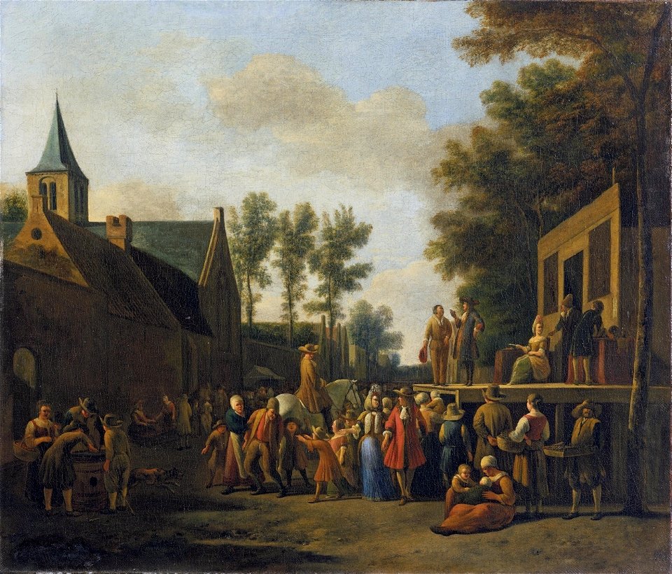 Berckheyde Stadtansicht mit Wanderbühne