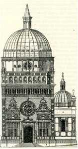 Bergamo facciata della cappella Colleoni xilografia