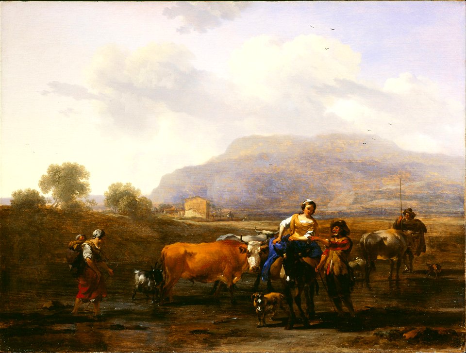 Berchem, Nicolaes Pietersz - Travelling Peasants (Le Soir) - Google Art Project