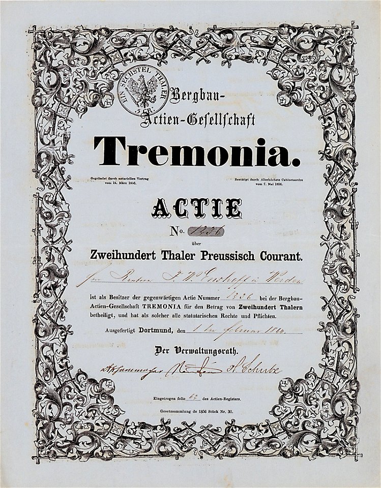 Bergbau-AG Tremonia 200 Th 1860
