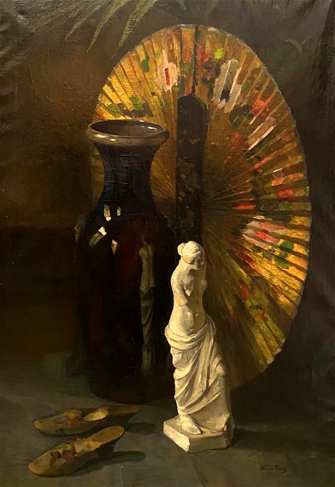 Still Life with a Japanese Fan and a Plaster Figure by Ans van den Berg
