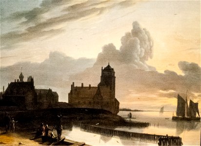 Berckheyde - German River Landscape with a Town