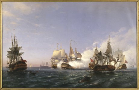 The Öland Fighting with English Men-of-War in 1704 (Albert Berg) - Nationalmuseum - 18117. Free illustration for personal and commercial use.