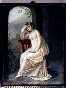 Berjon, Antoine - Portrait en pied d'une femme tenant une lettre - J 776 - Musée Cognacq-Jay. Free illustration for personal and commercial use.