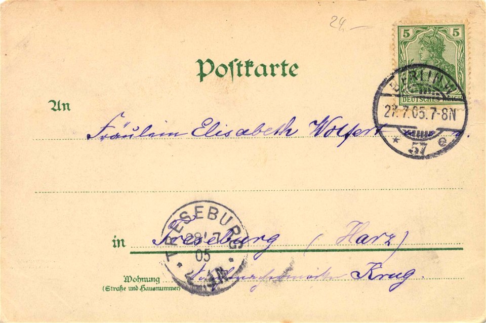 Berlin, Mitte, Berlin - Bibliothek; Palais Kaiser Wilhelm des Großen; Kaiserin-Augusta-Denkmal (back) (Zeno Ansichtskarten)