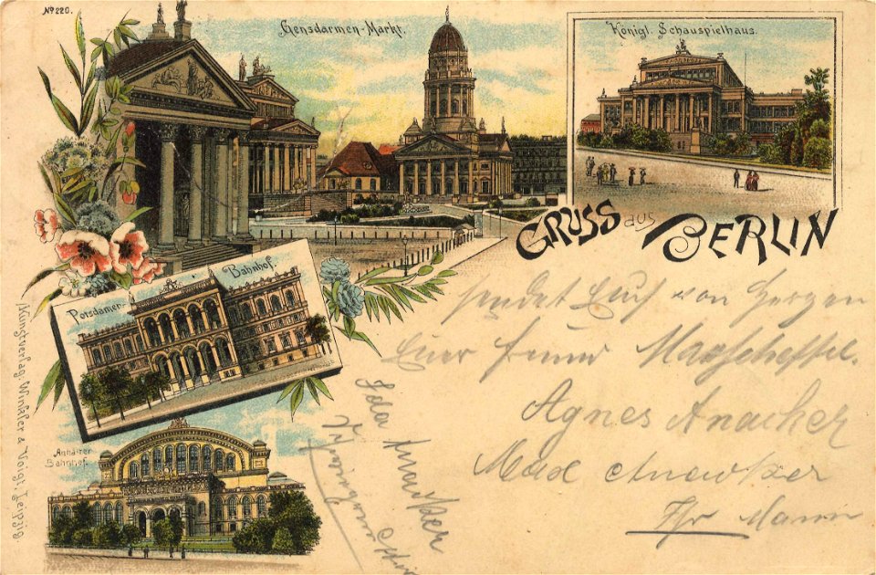Berlin, Mitte, Berlin - Gendarmenmarkt; Kgl. Schauspielhaus; Potsdamer Bahnhof (Zeno Ansichtskarten)