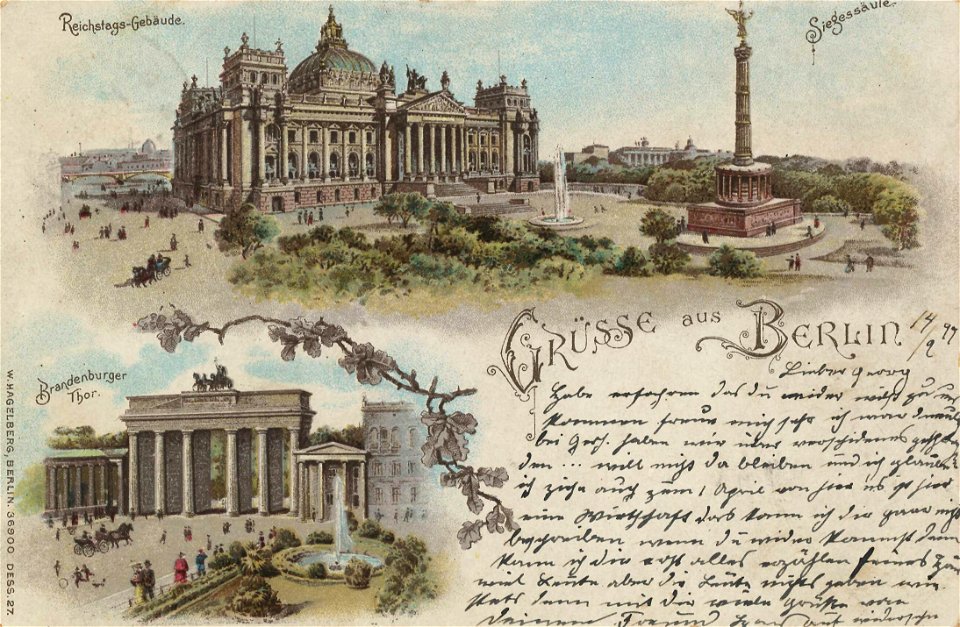 Berlin, Tiergarten, Berlin - Reichstagsgebäude; Siegessäule; Brandenburger Tor (Zeno Ansichtskarten)