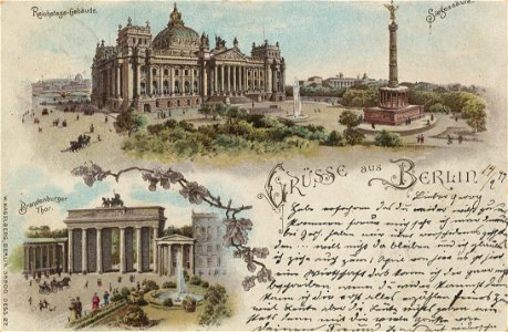 Berlin, Tiergarten, Berlin - Reichstagsgebäude; Siegessäule; Brandenburger Tor (Zeno Ansichtskarten)