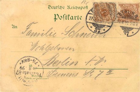 Berlin, Mitte, Berlin - Gendarmenmarkt; Kgl. Schauspielhaus; Potsdamer Bahnhof (back) (Zeno Ansichtskarten)