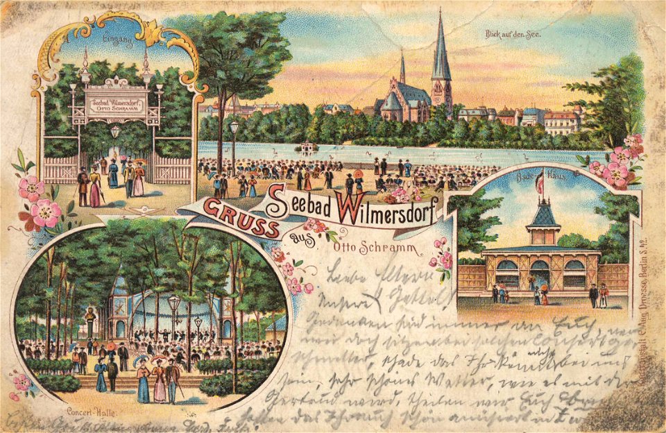 Berlin, Wilmersdorf, Berlin - Blick auf den See; Badehaus; Konzerthalle (Zeno Ansichtskarten)