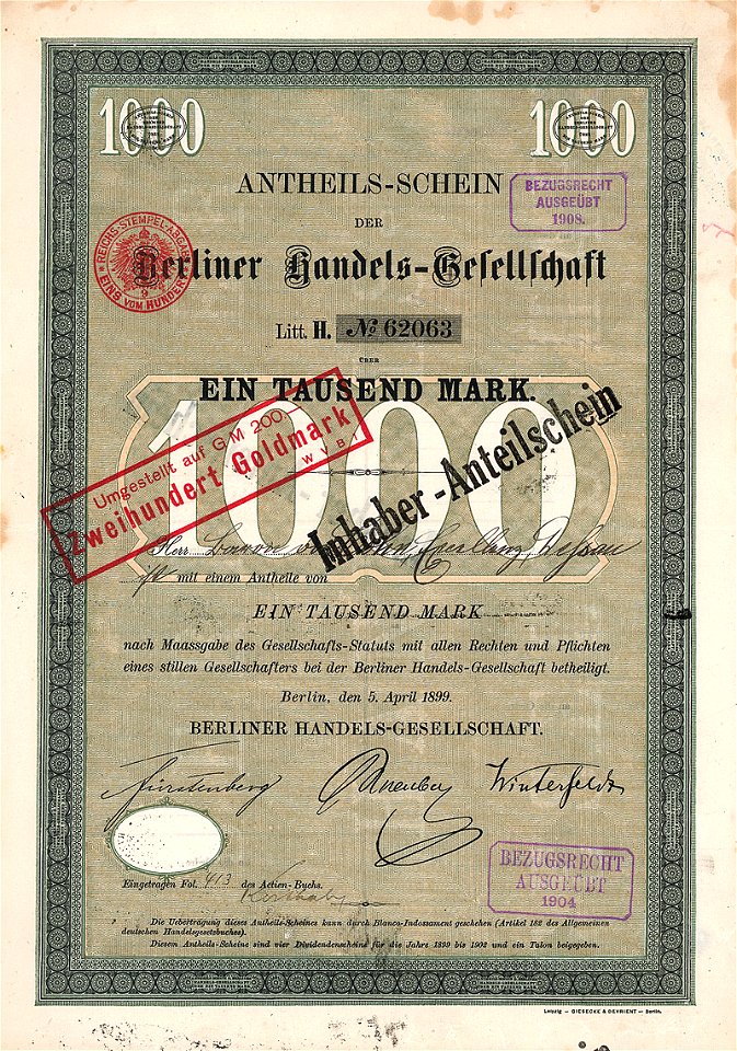 Berliner Handels-Gesellschaft 1899