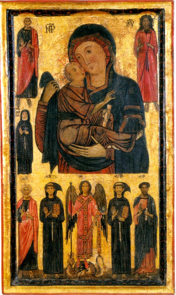 Bonaventura berlinghieri, madonna col Bambino e santi, uffizi
