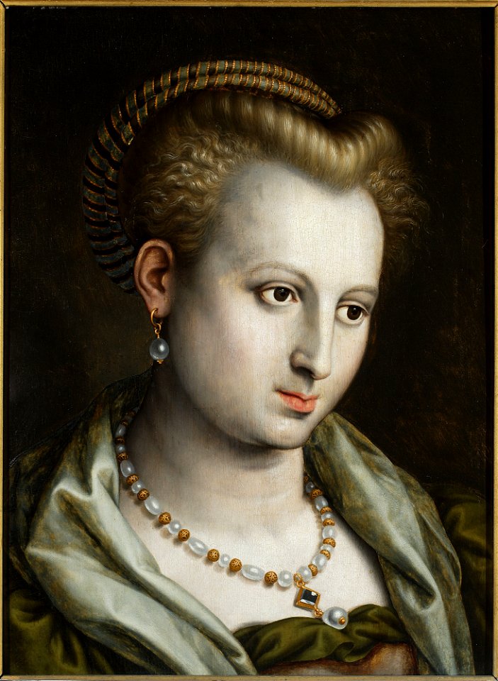 Bernaert de Rijckere - Female head turned to the right with a pearl necklace - M.Ob.748 MNW - National Museum in Warsaw
