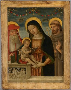 Bernardino di Betto - Virgin and Child with Saints Jerome and Francis of Assisi - 1959.15.16 - Yale University Art Gallery. Free illustration for personal and commercial use.