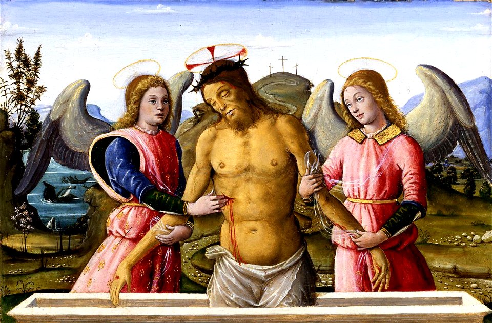 Bernardino Fungai - The dead Christ supported by two Angels